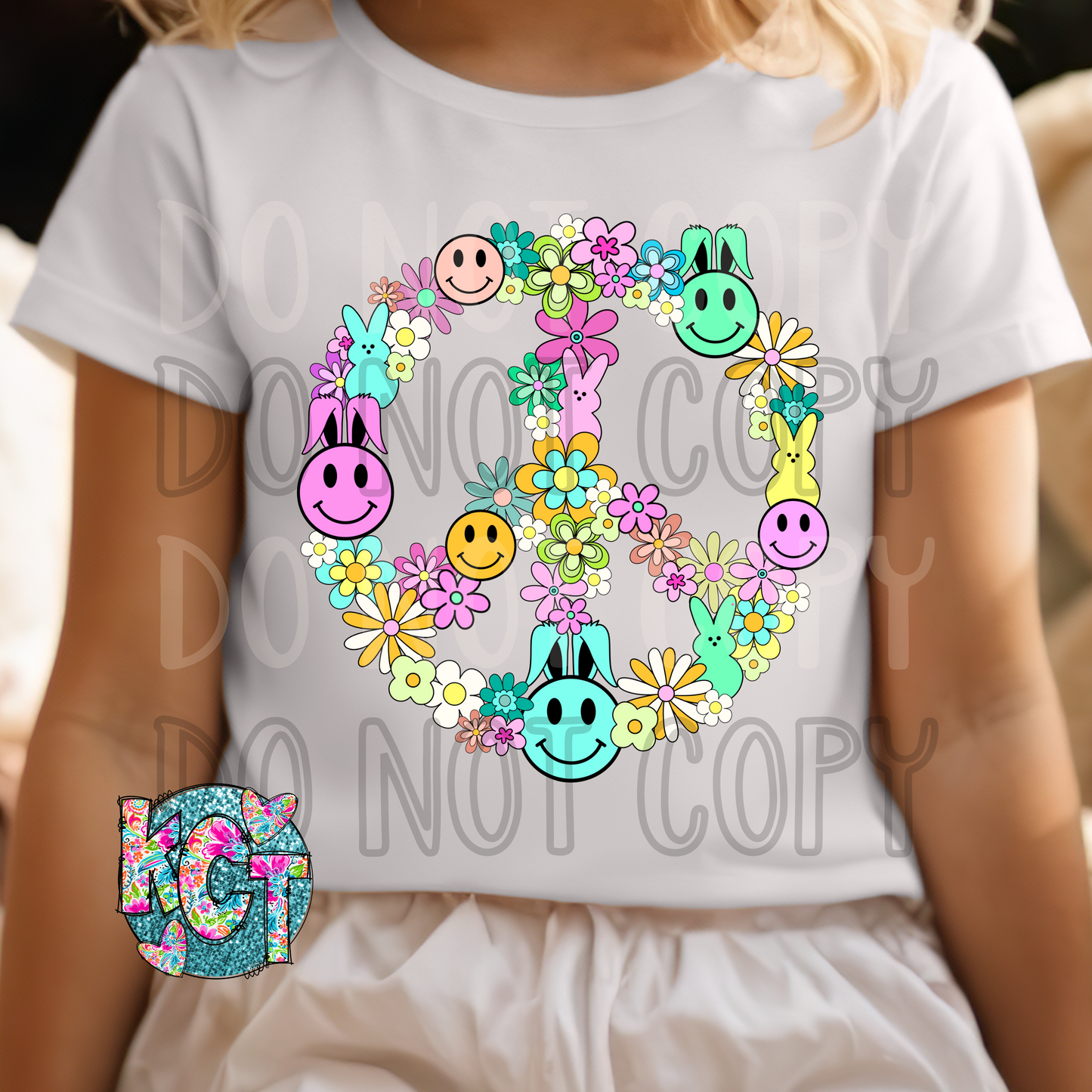 Face bunny peace DTF