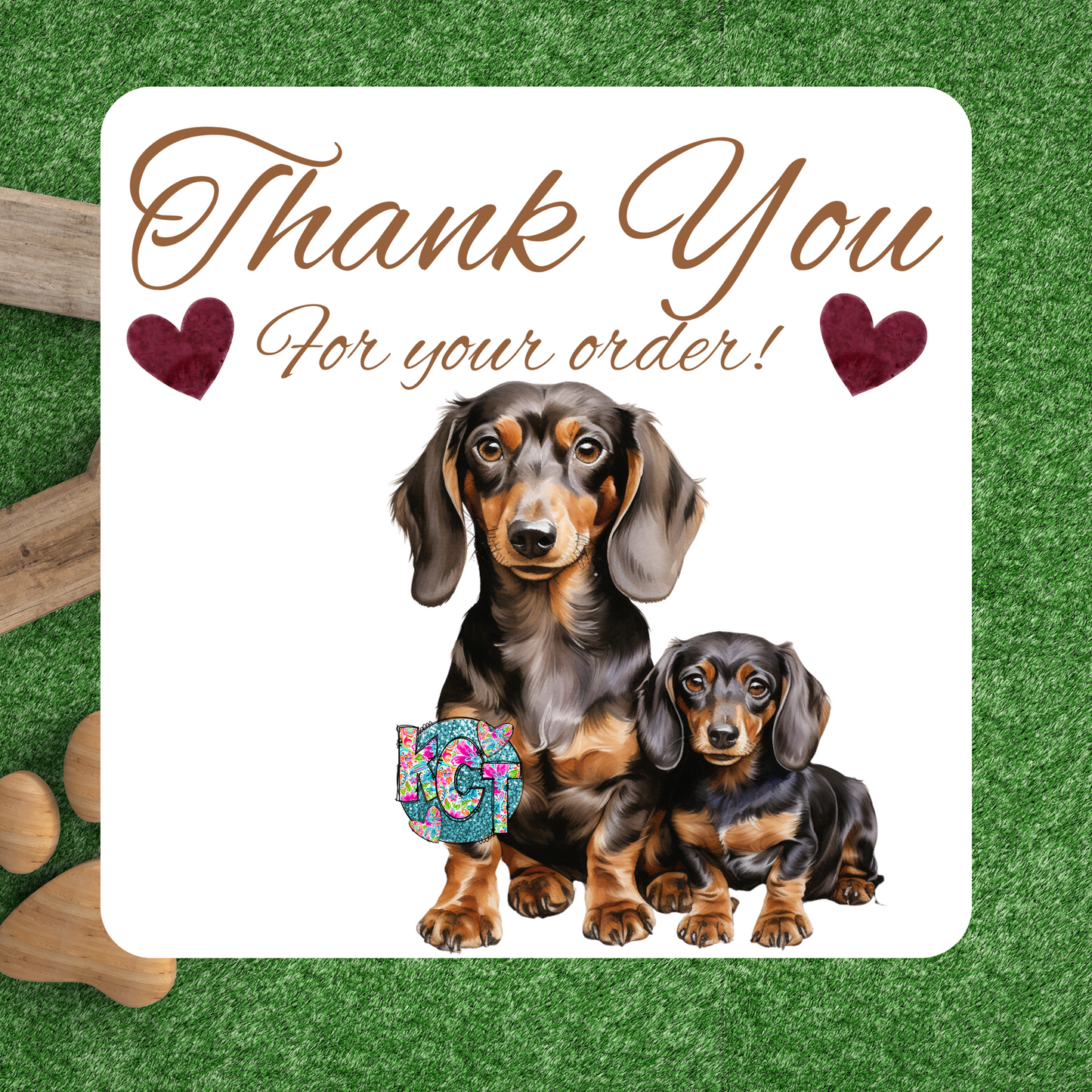 Thank You Dachshunds with hearts