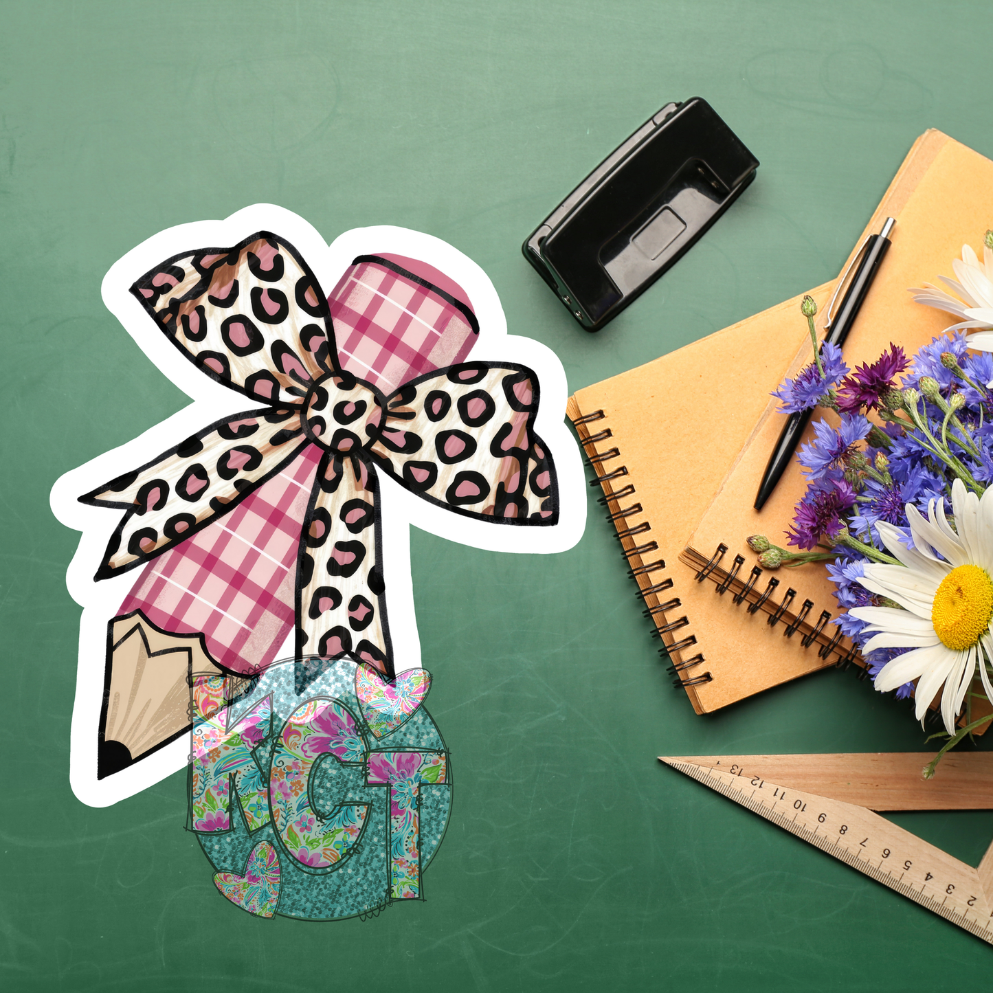 Pink Pencil with Leopard Bow DC