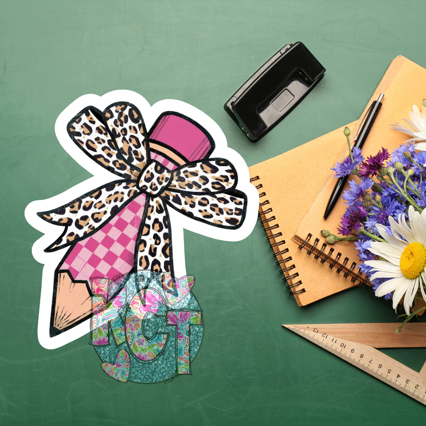 Checkered Pencil Leopard Bow DC