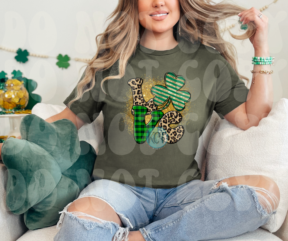 Love leopard and clover Dtf