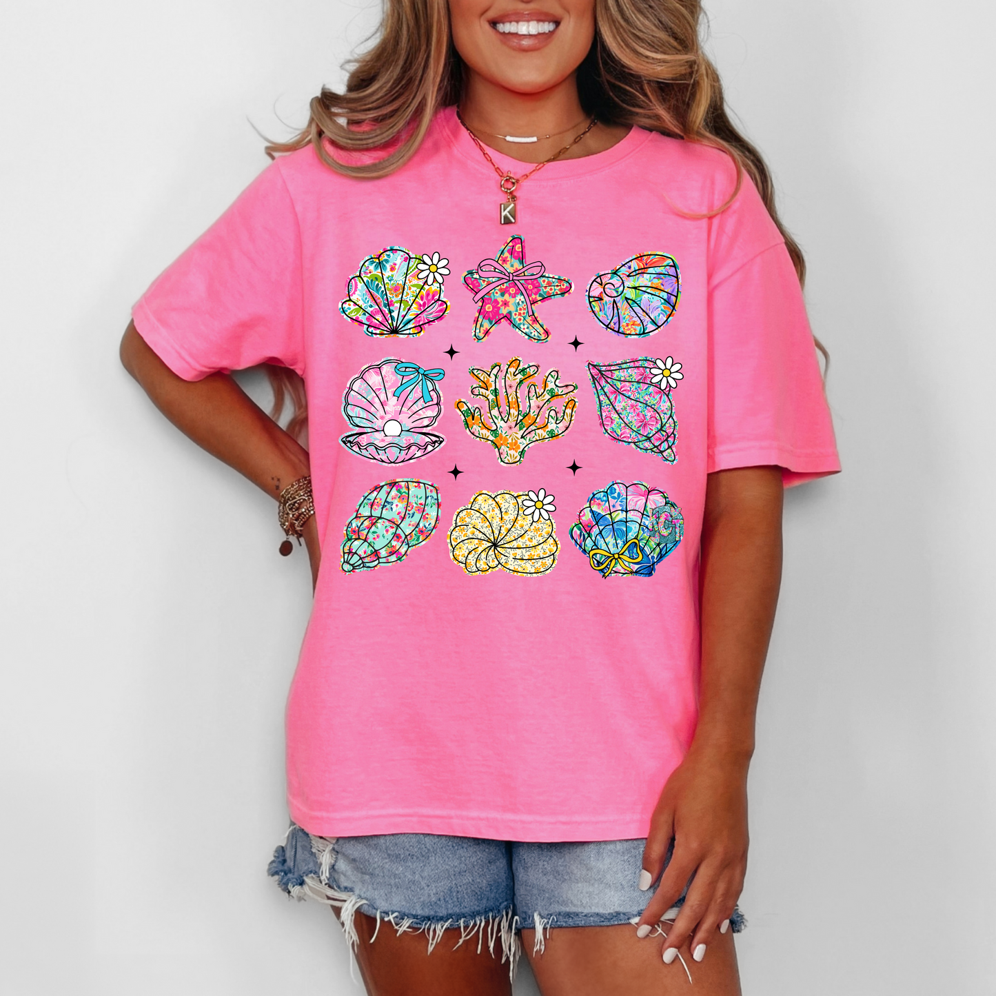 colorful seashell DTF