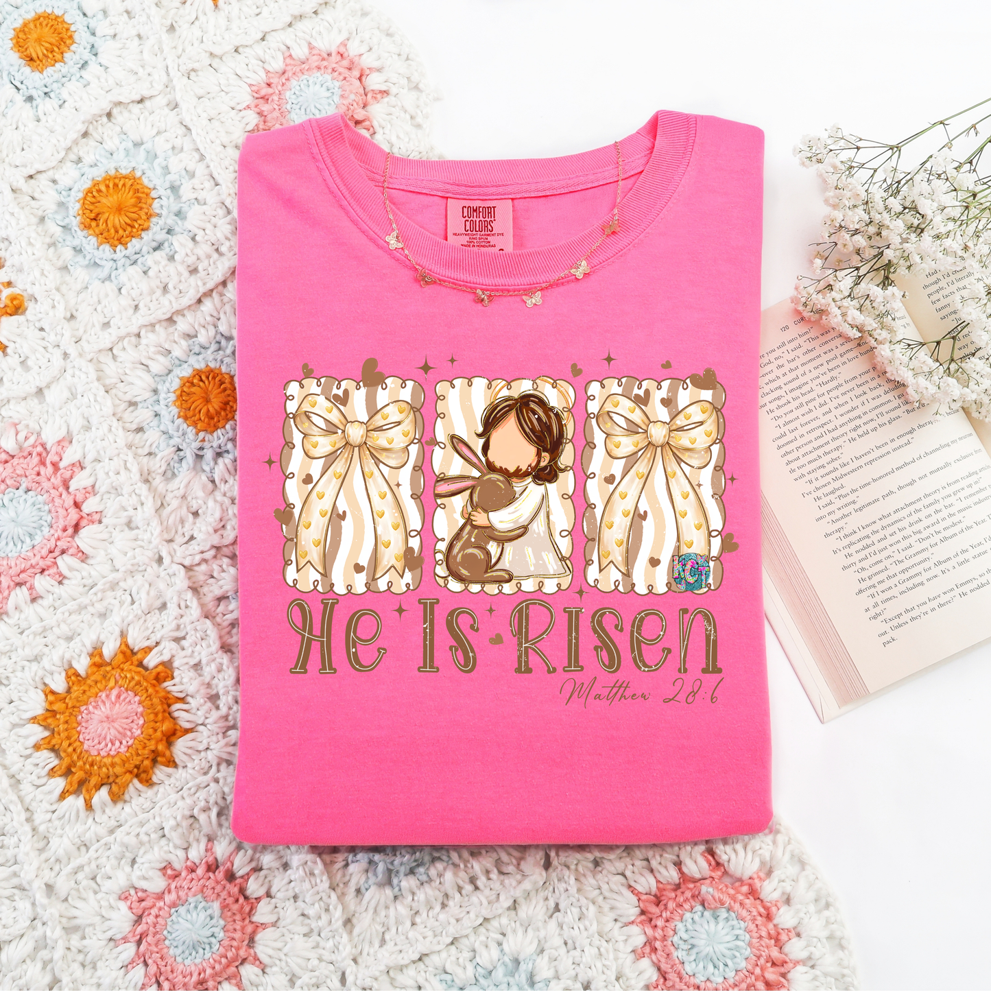He is risen with jesus and bunny DTF