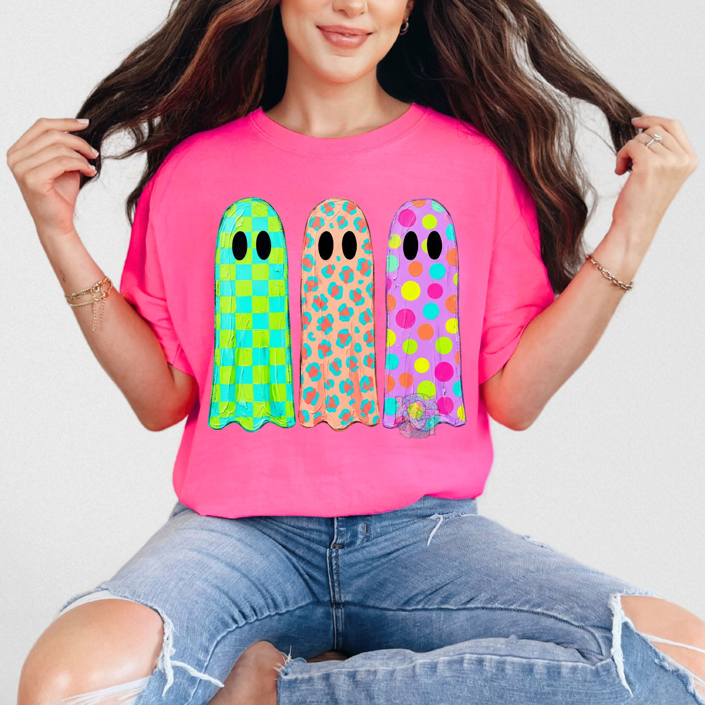 3 colorful ghost DTF