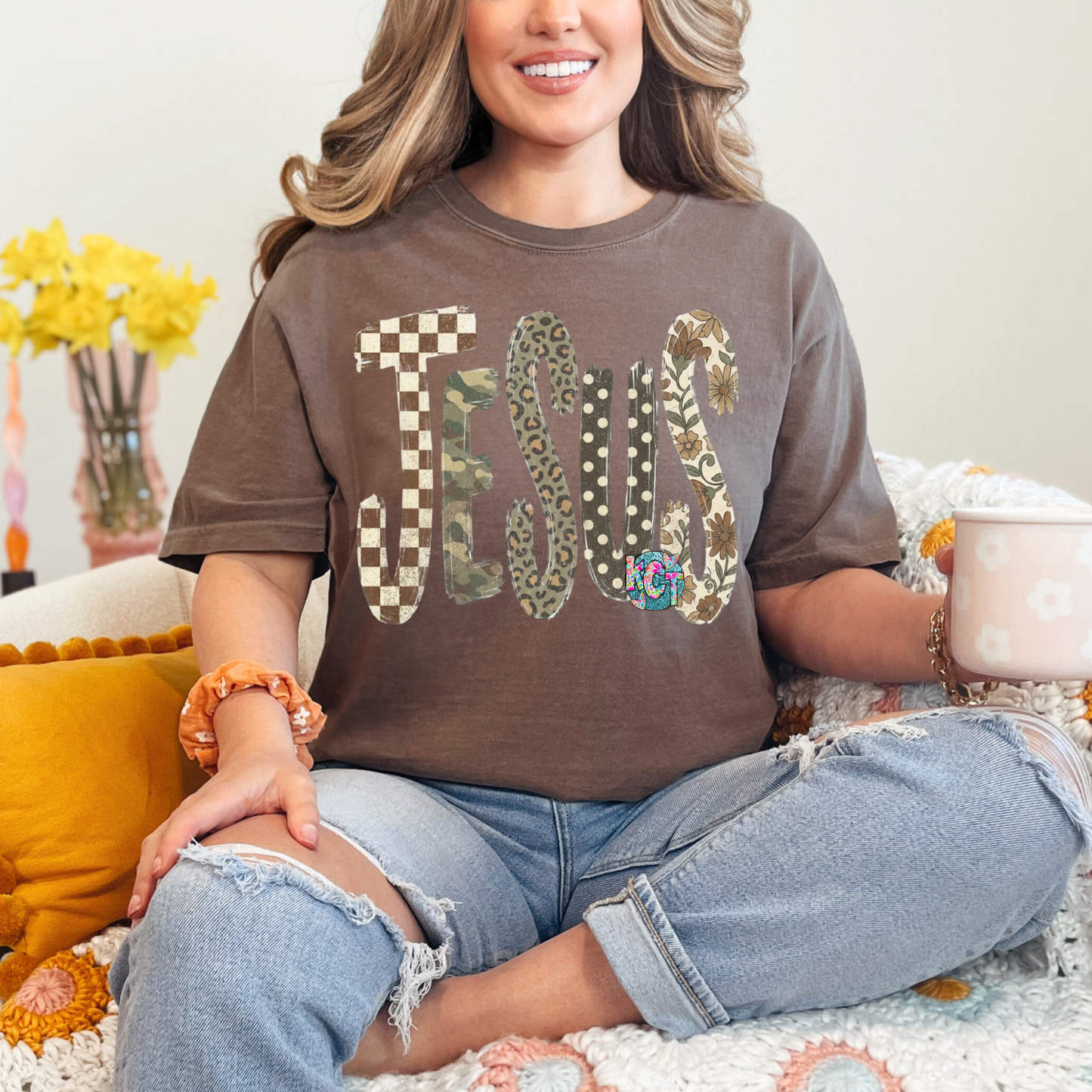 Jesus with different prints DTF