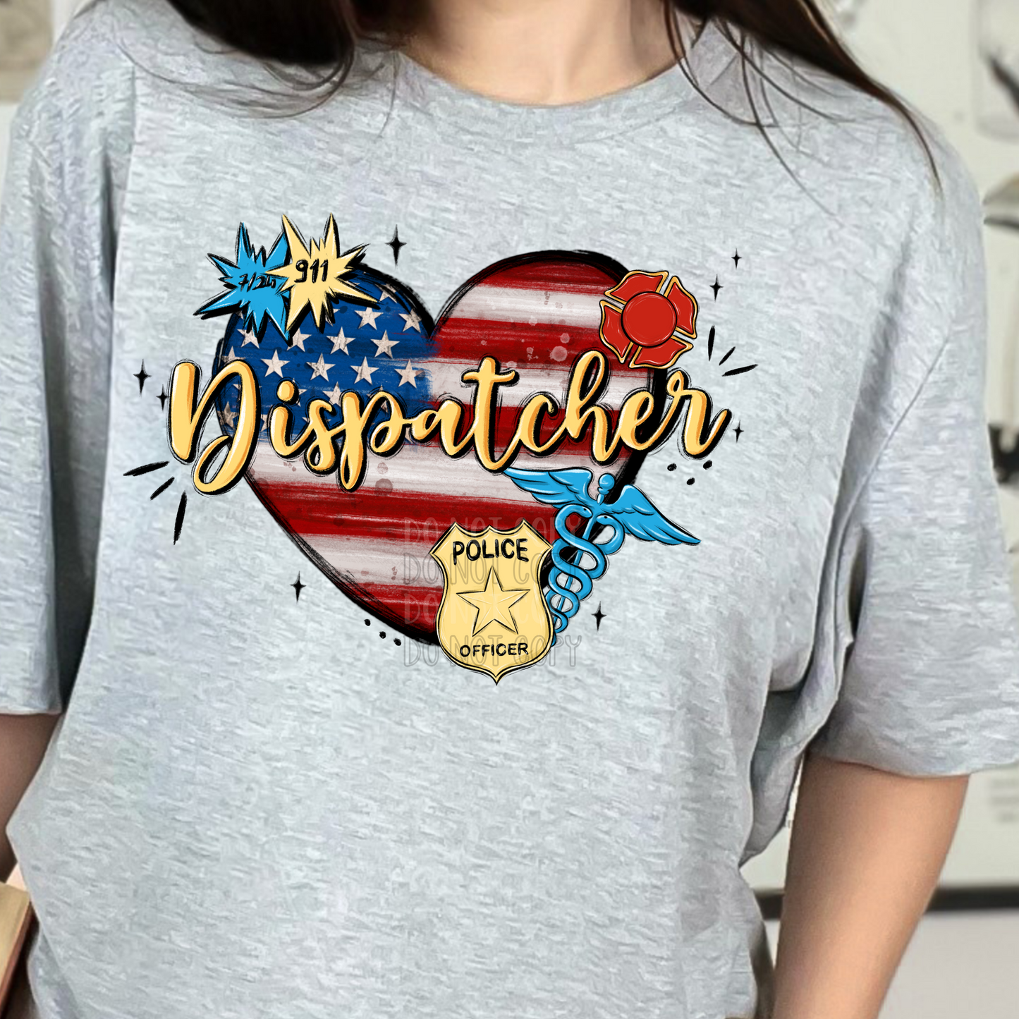 911 Dispatcher heart Dtf