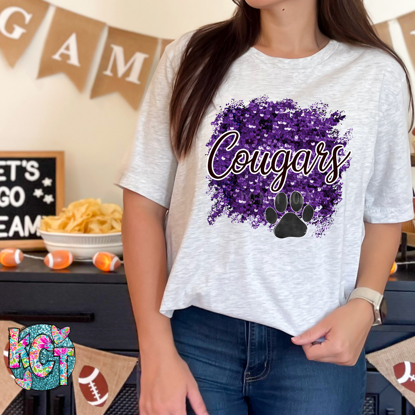 Cougars Sequin Purple PNG