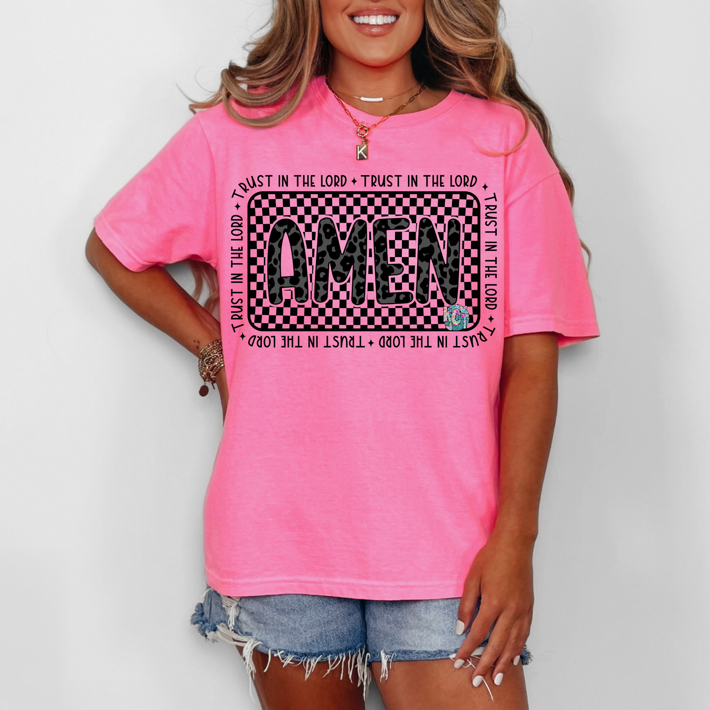 Amen Checkered Print DTF