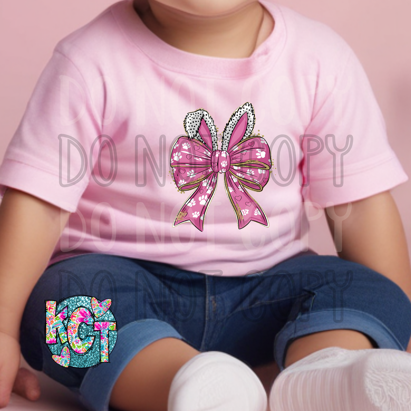 bunny ears with bow DTF