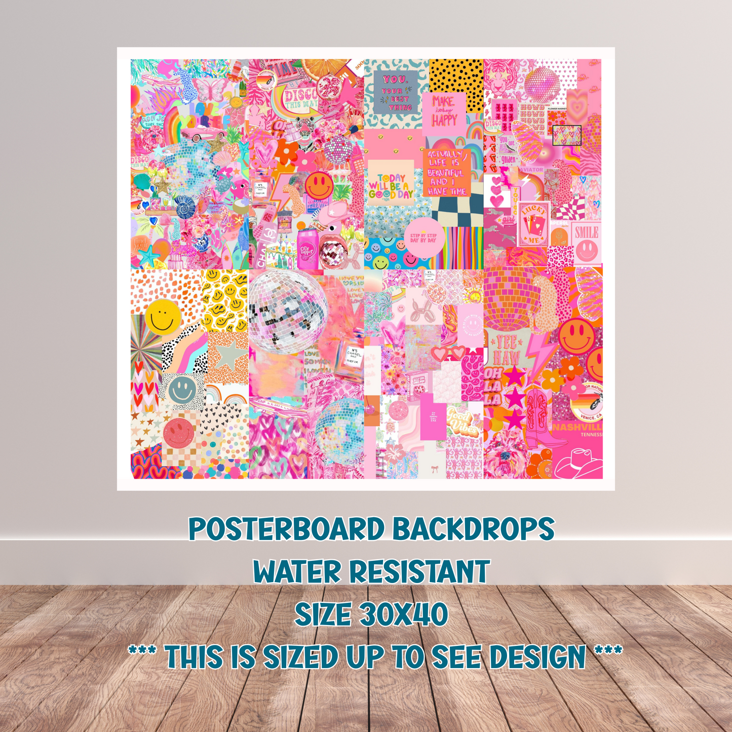 Pink Disco collage backdrop