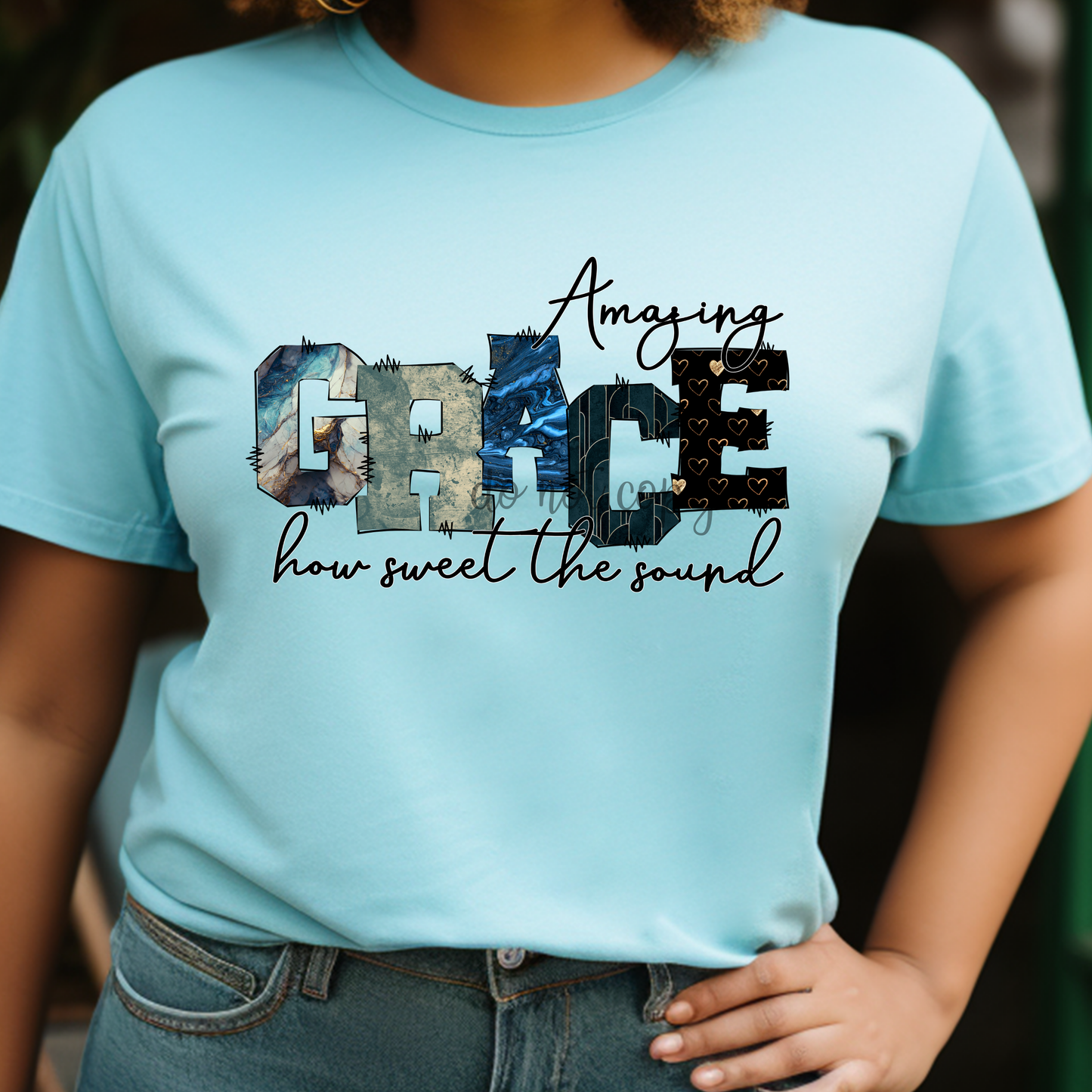 Amazing Grace shades of blue Dtf