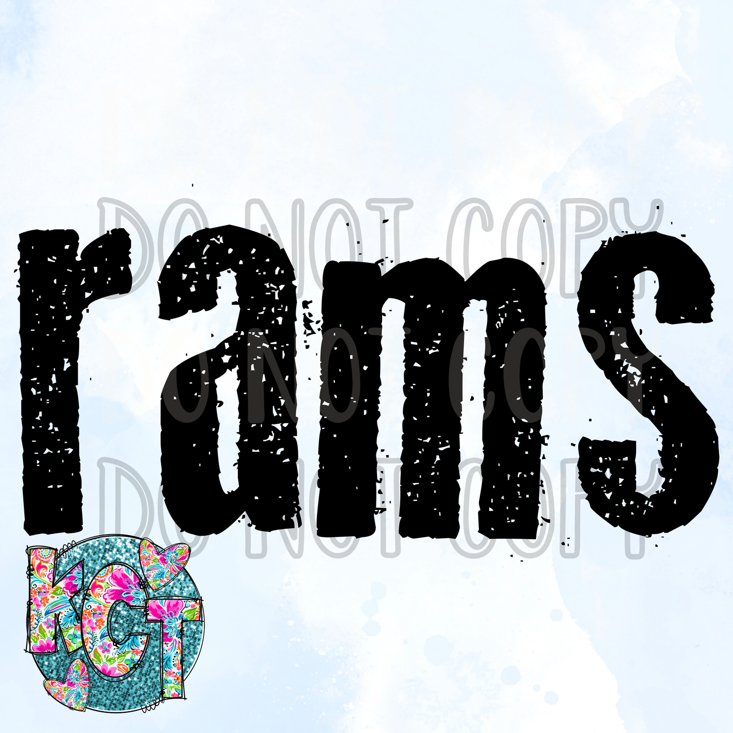Rams Typography Mascot DTF