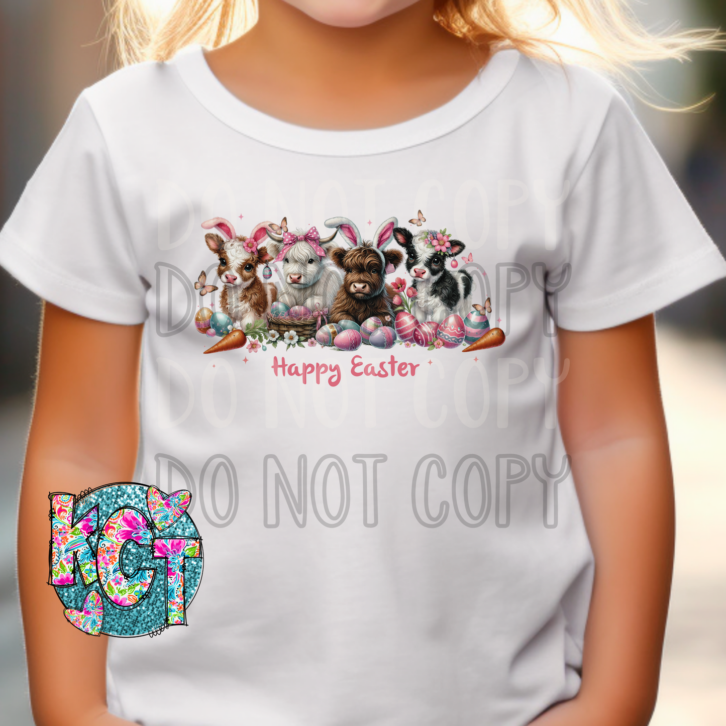 Happy Easter Bunny Cows DTF