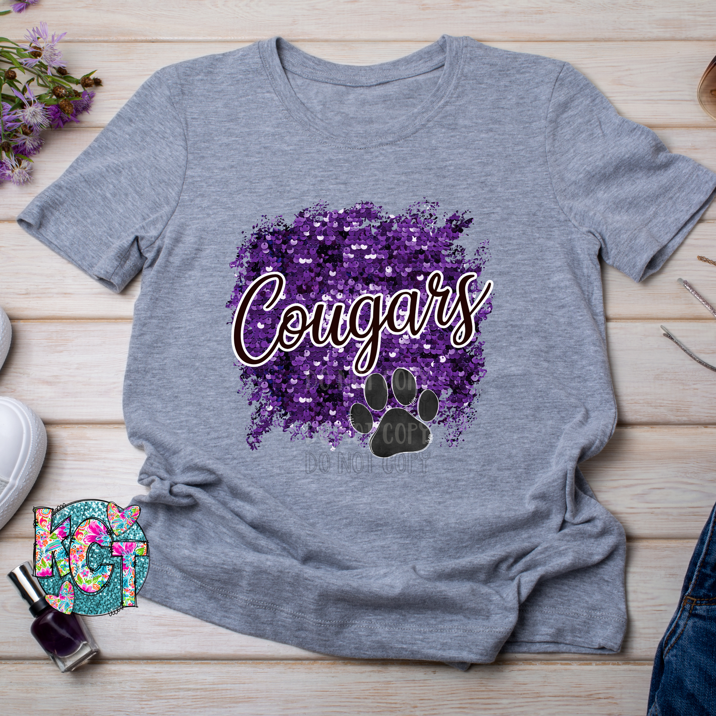 Cougars Sequin Purple PNG