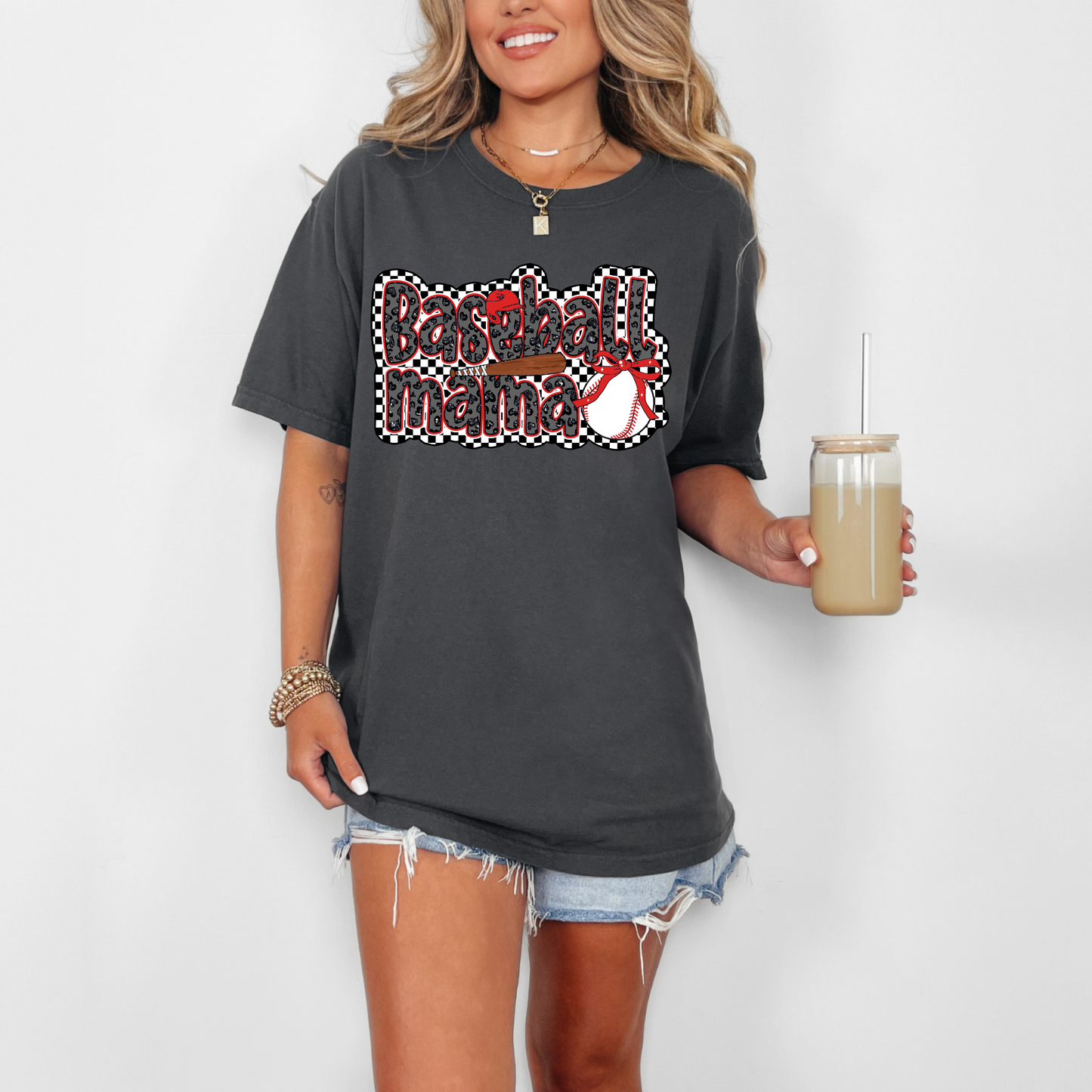 Baseball mama Checkerboard DTF