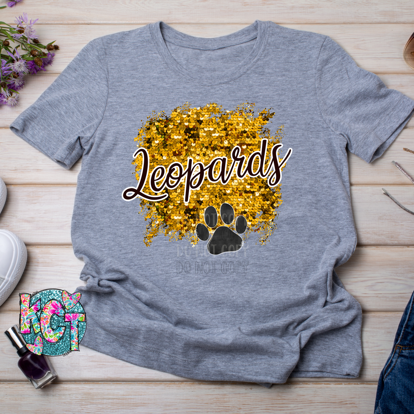 Leopards Sequin Gold PNG