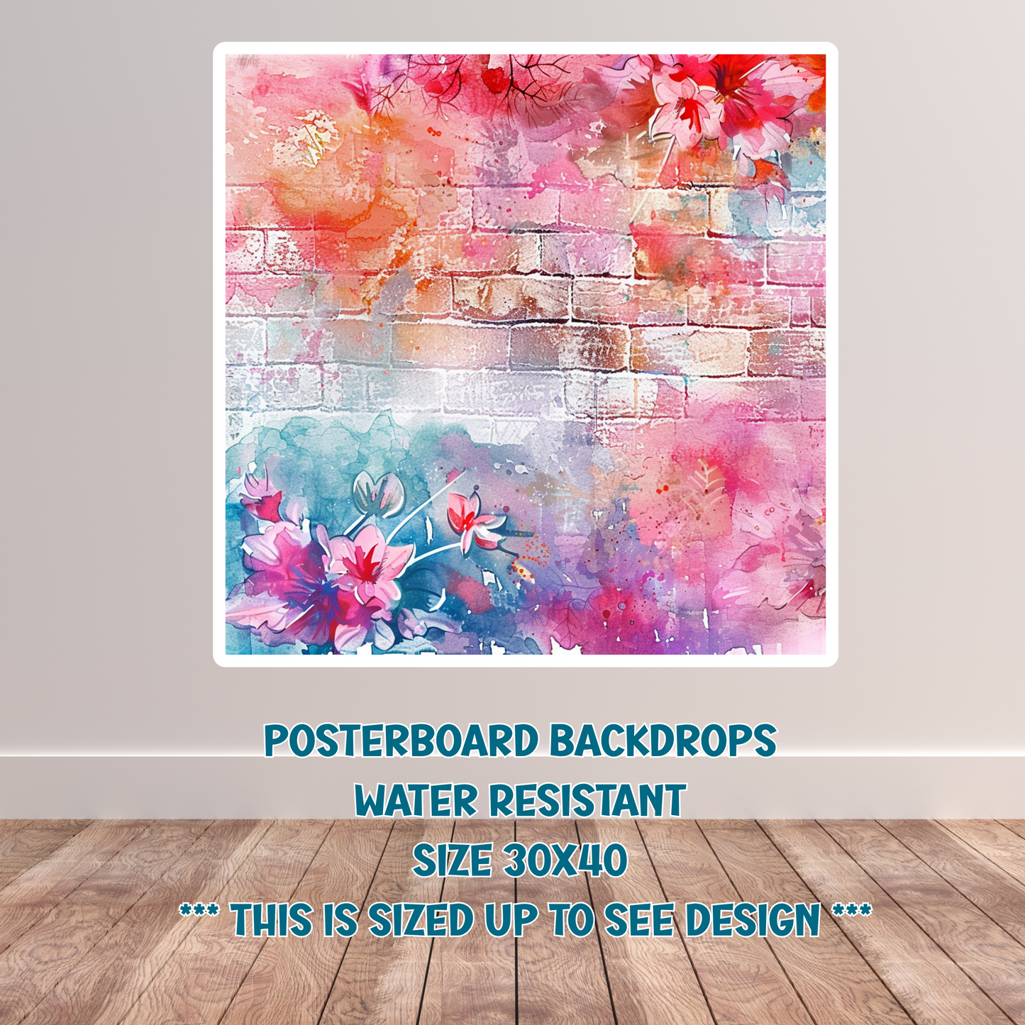 Pink & Purple Brick with watercolor floral backdrop