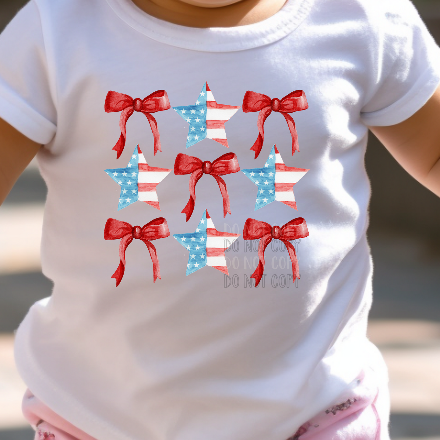 American Flag Star Coquette Red bows Dtf