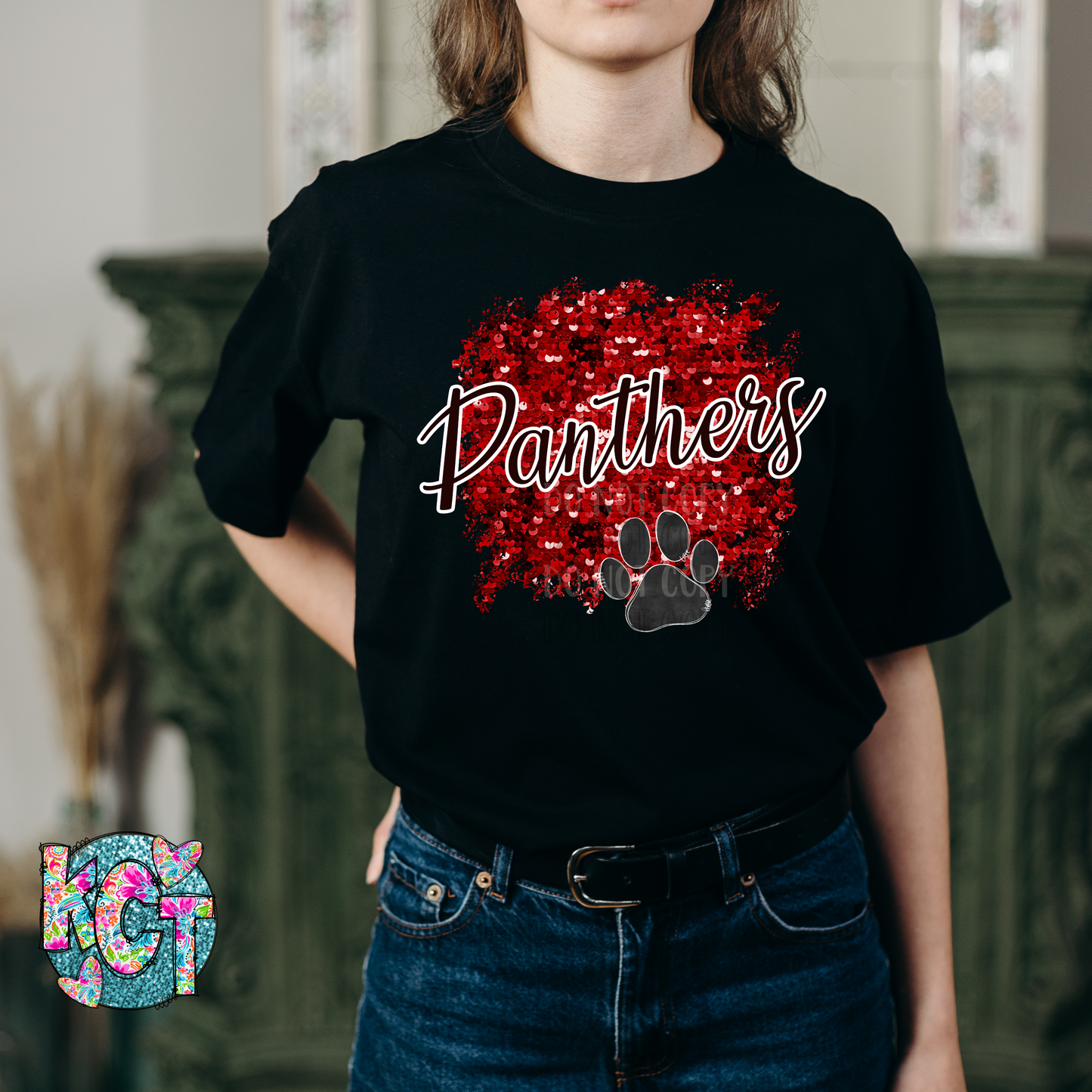 Panthers Red Sequin PNG