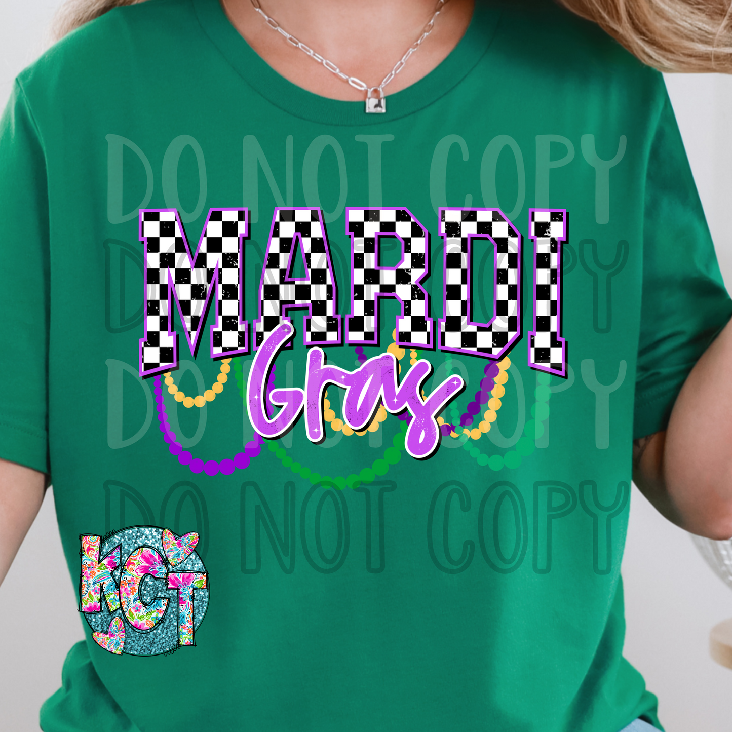 Mardi Gras checkered DTF