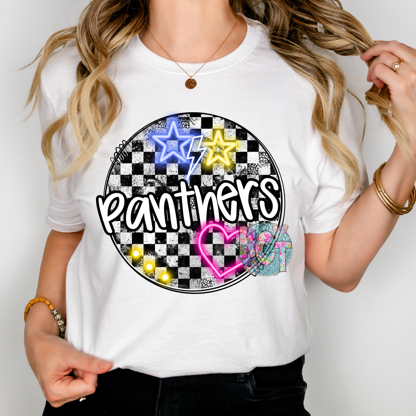 PANTHERS NEON LIGHTS DTF