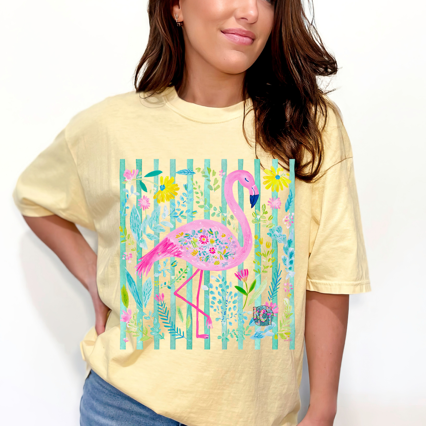 Colroful Flamingo DTF