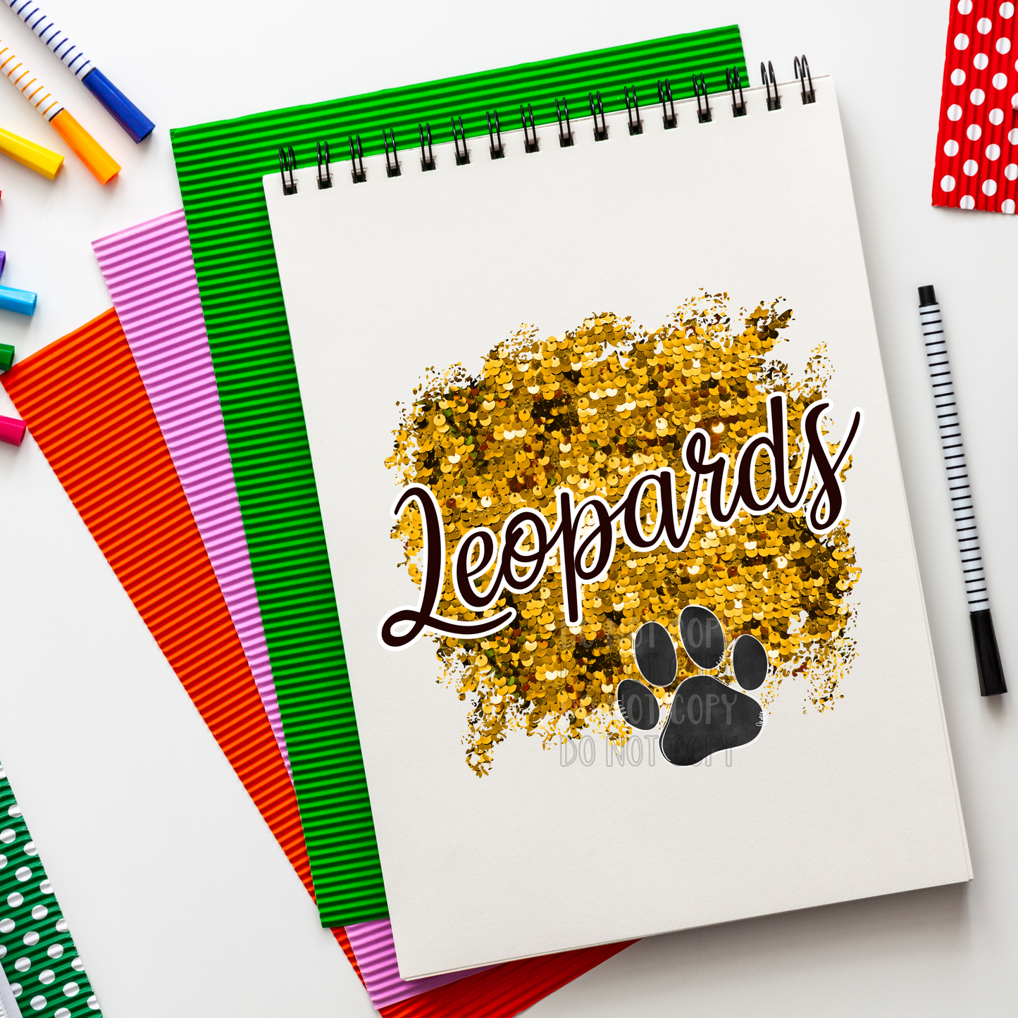 Leopards Sequin Gold PNG