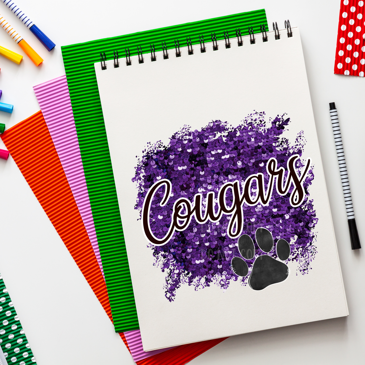 Cougars Sequin Purple PNG