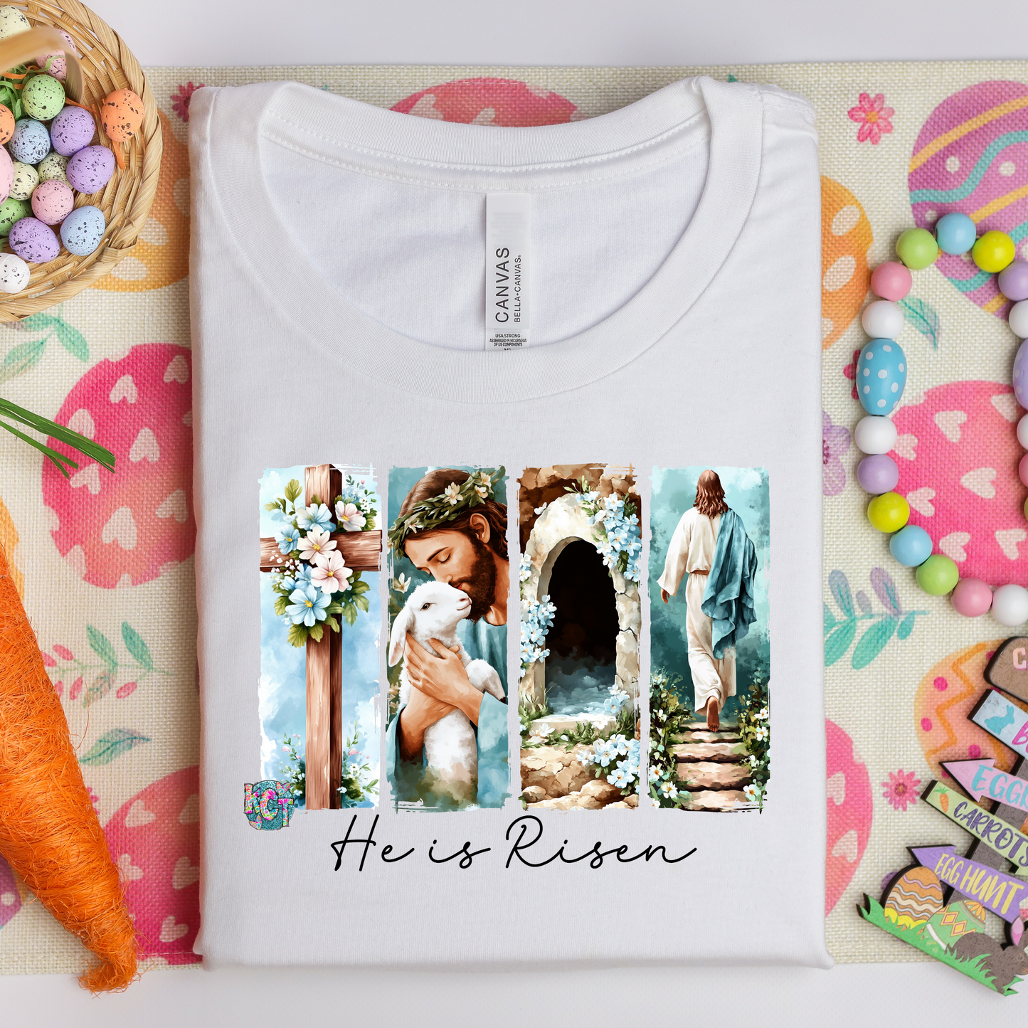 He is Risen Brushstroke scenes with Jesus DTF