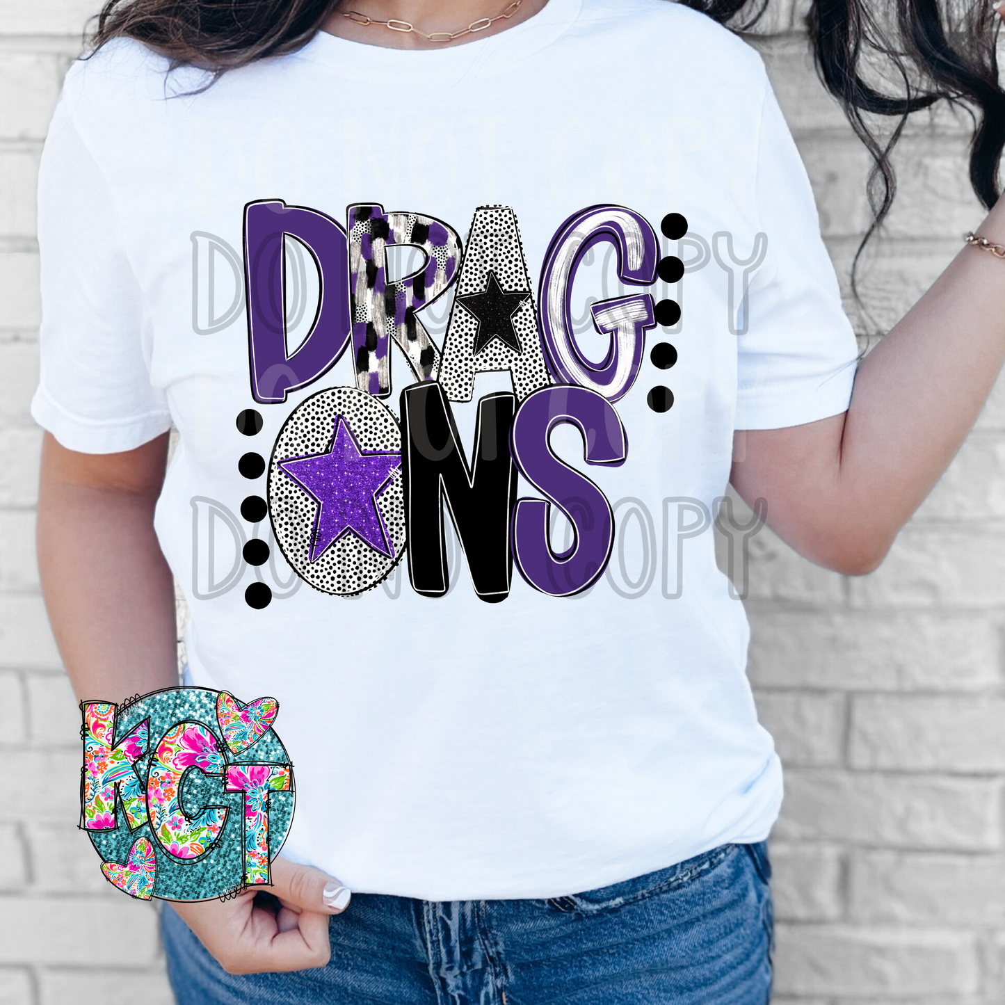 Custom Mascot Colorful LD Stars and Dots DTF