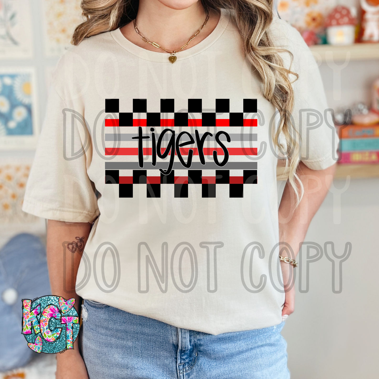 Tigers Red Checkered DTF