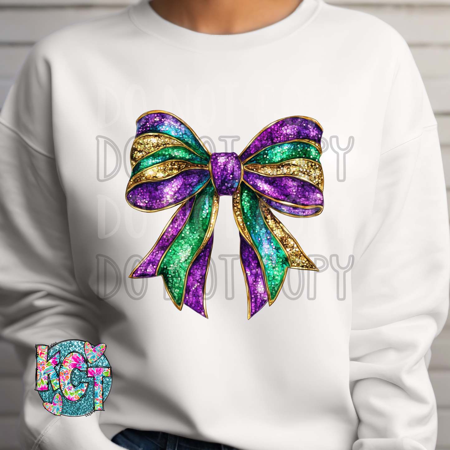 Mardi Gras bow DTF