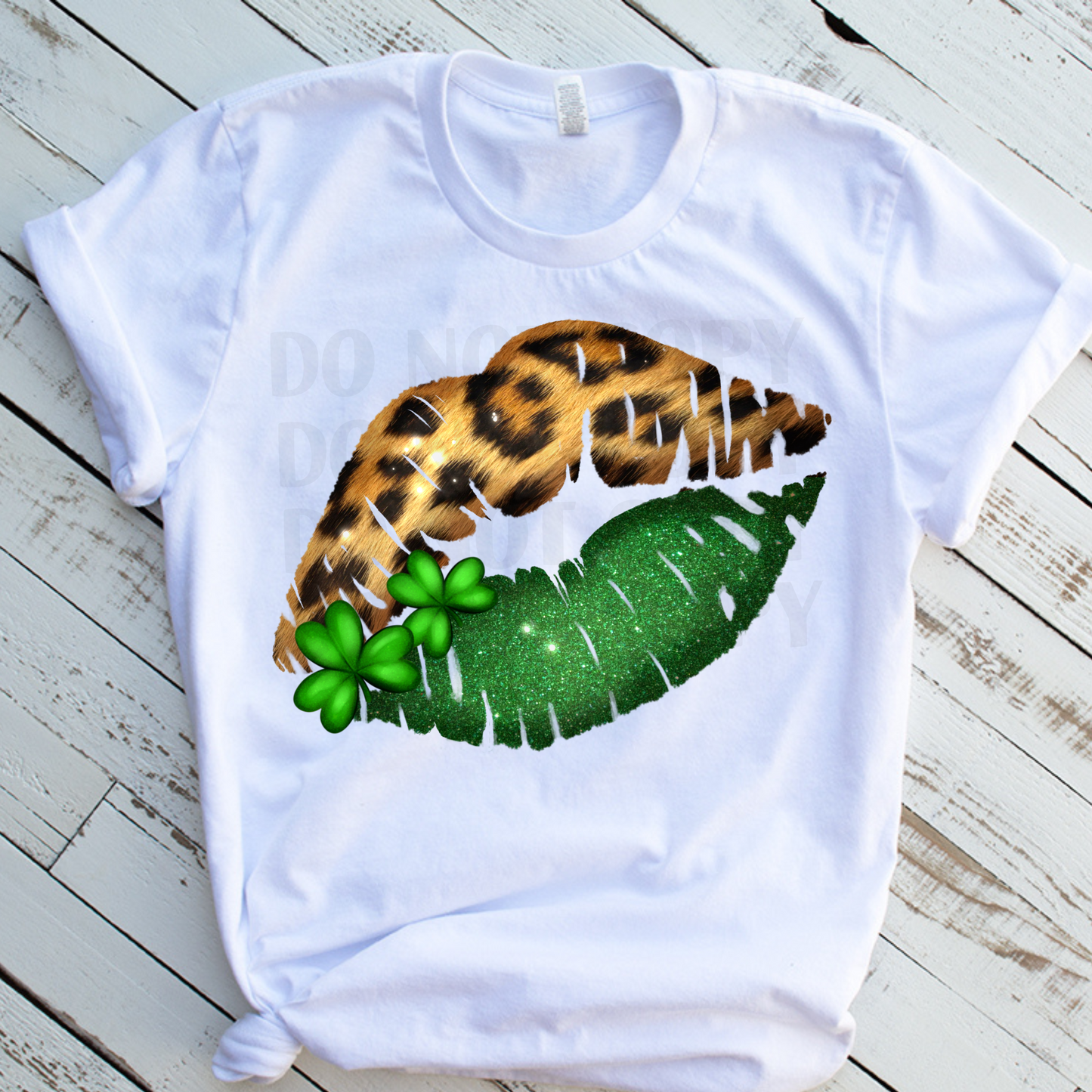 Green and Leopard lips DTF