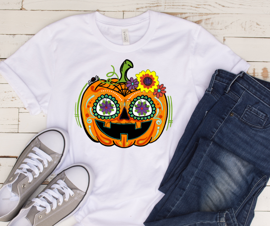Sugar Skull Pumpkin DTF