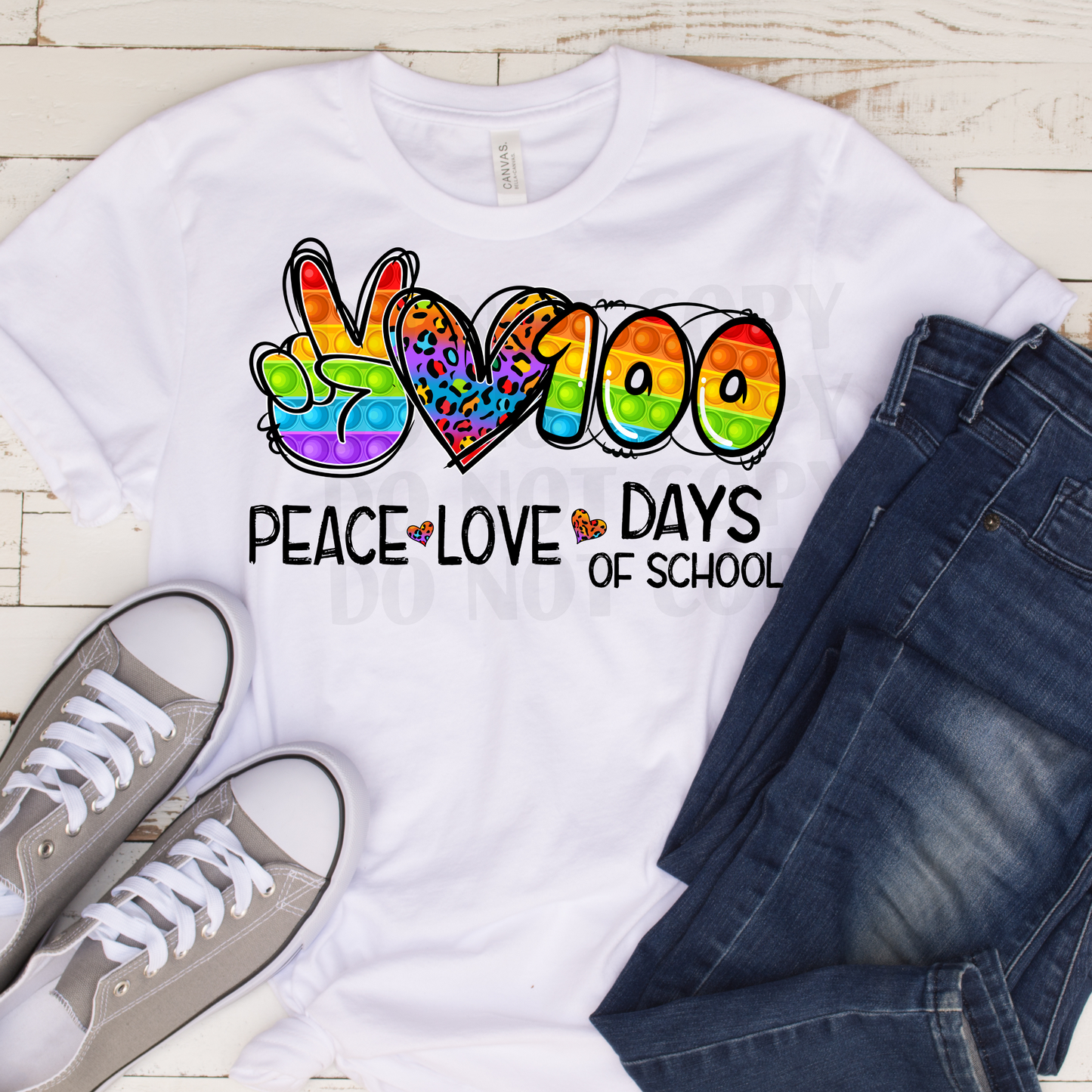 Peace Love 100 Days of School DTF