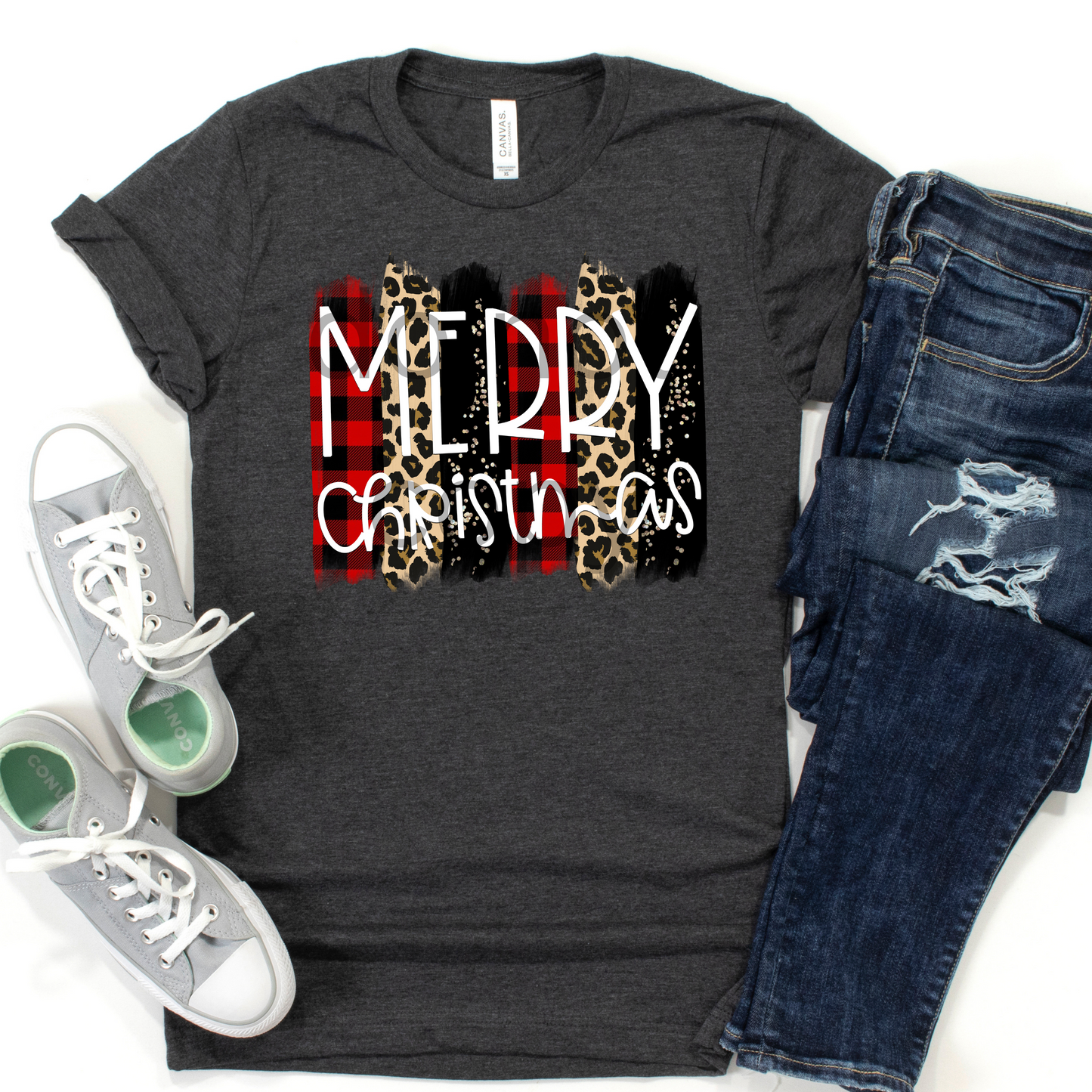 Merry Christmas (Buffalo Plaid Brushstroke) DTF