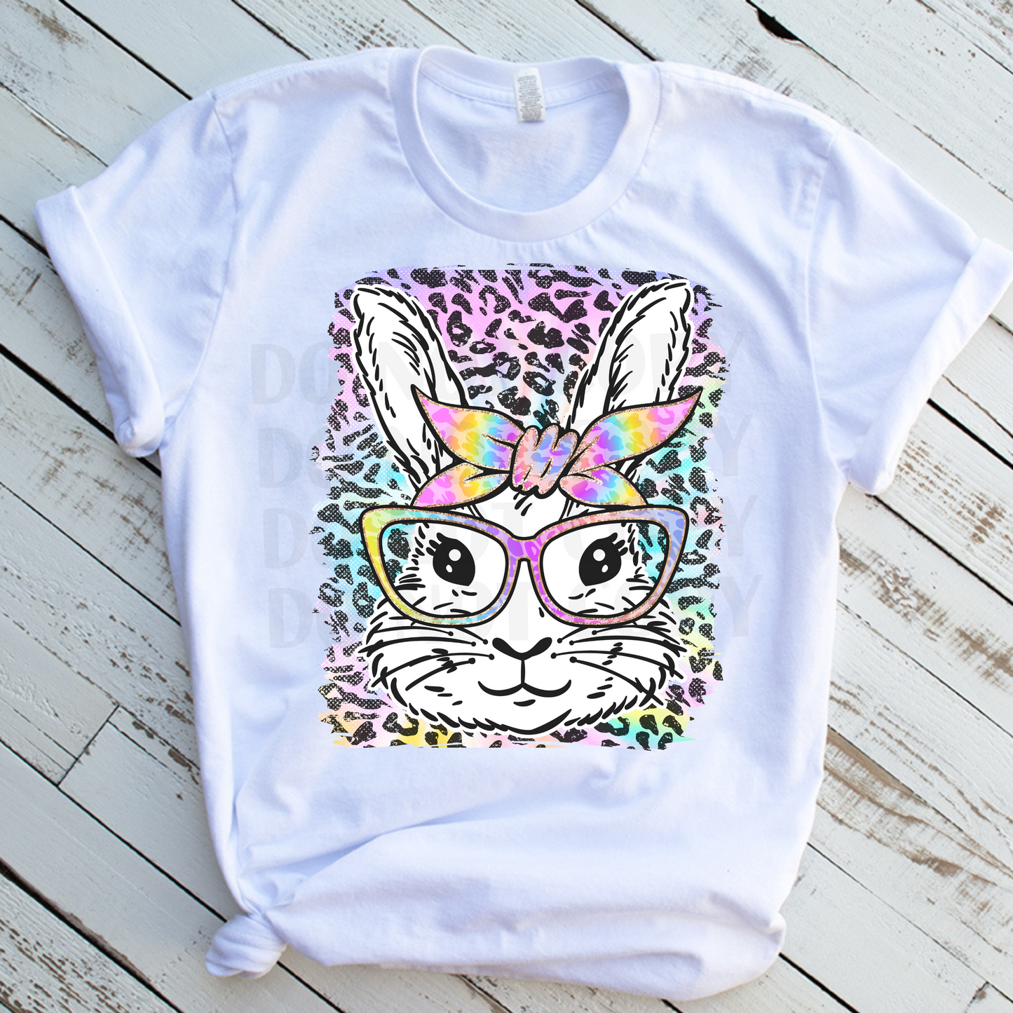 Cute Bunny (Leopard Background) DTF