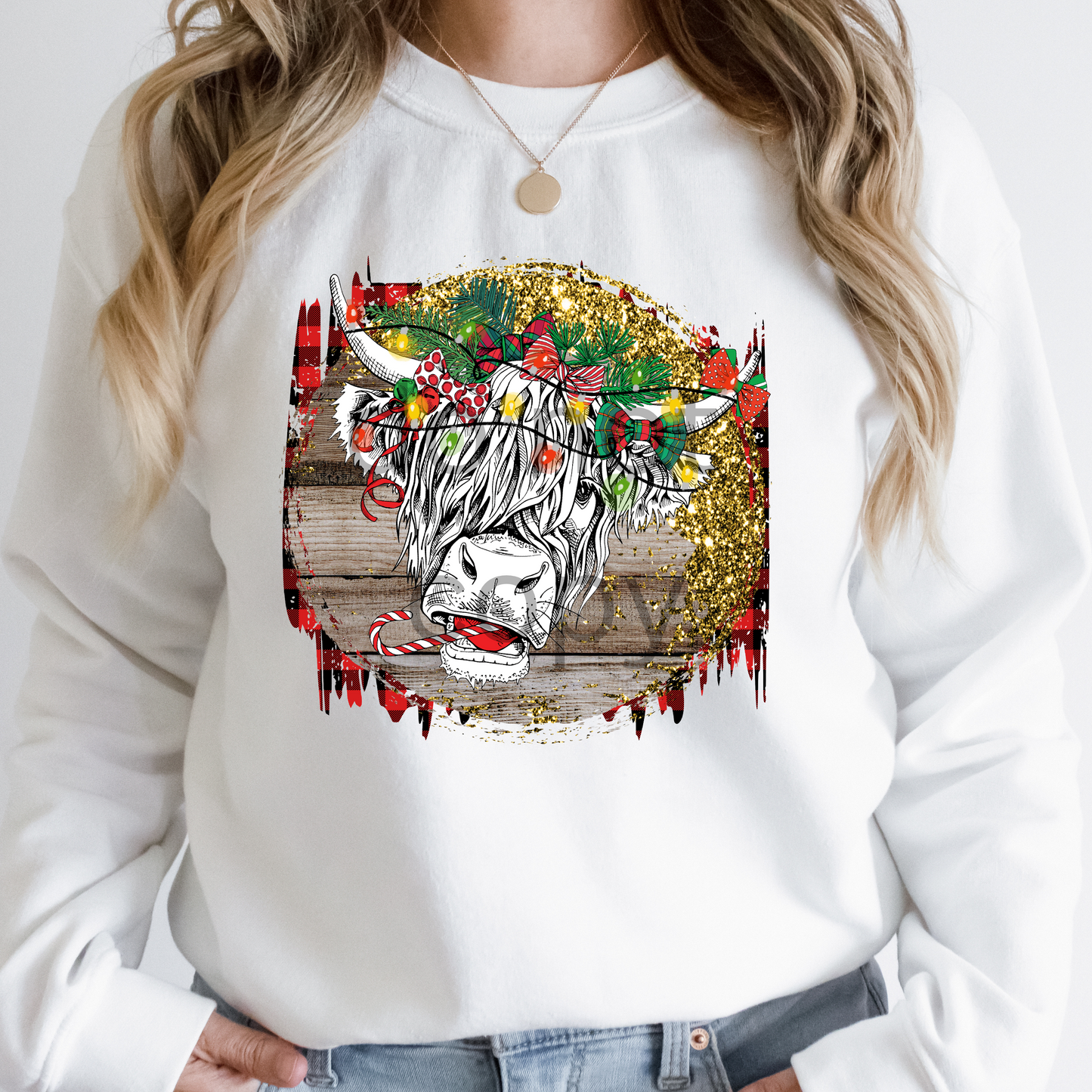 Christmas Highland Cow DTF