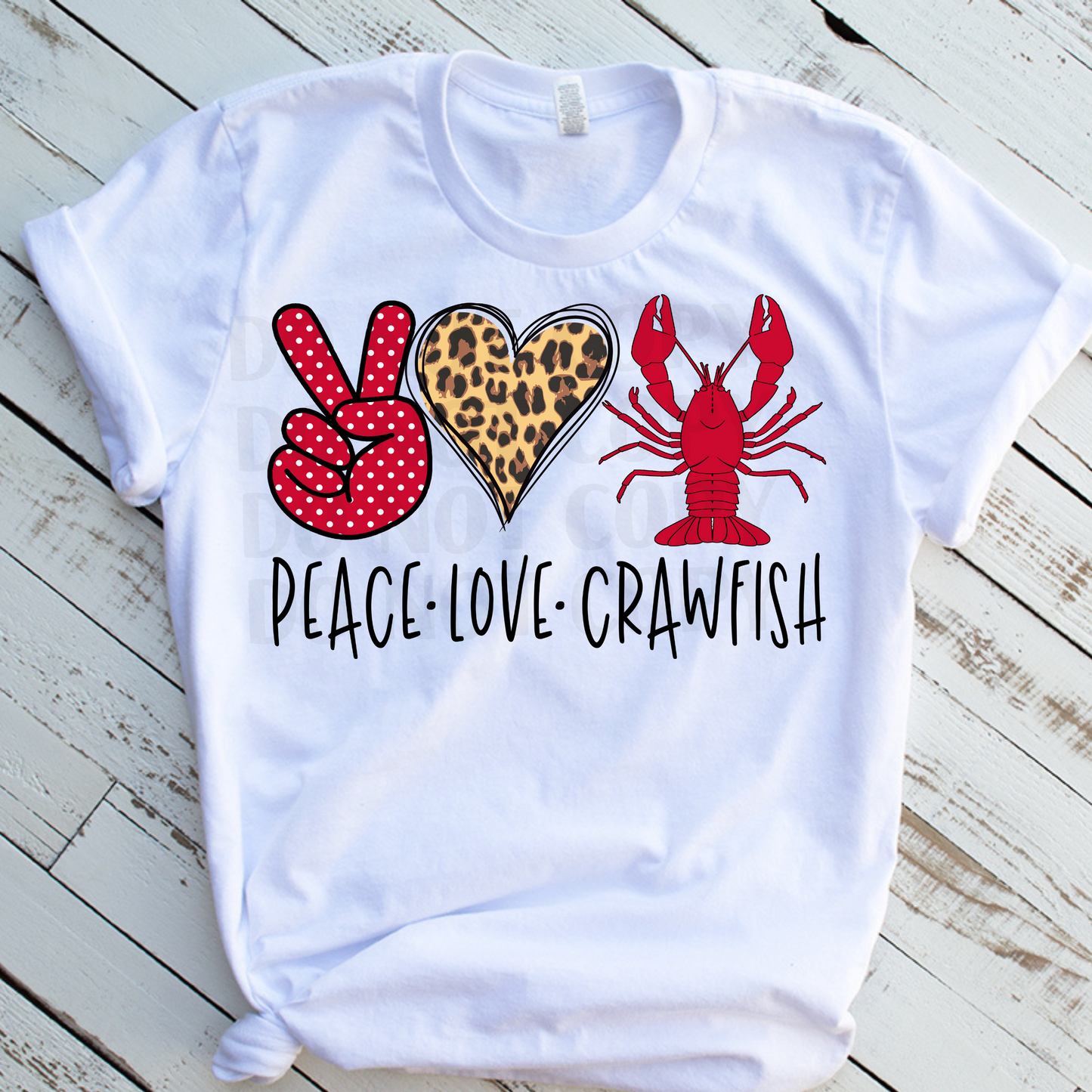 Peace Love Crawfish (Leopard Heart) DTF