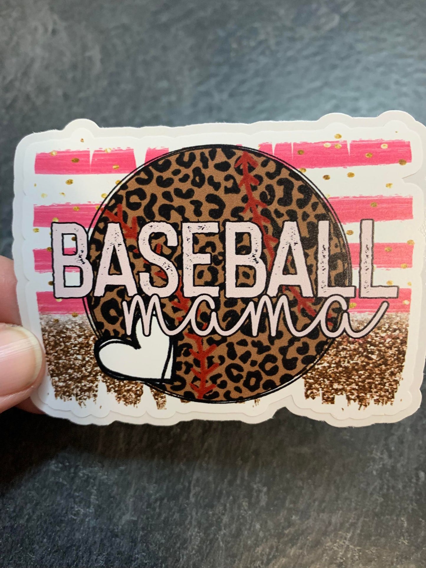 SP10 Baseball Mama, Leopard diecut