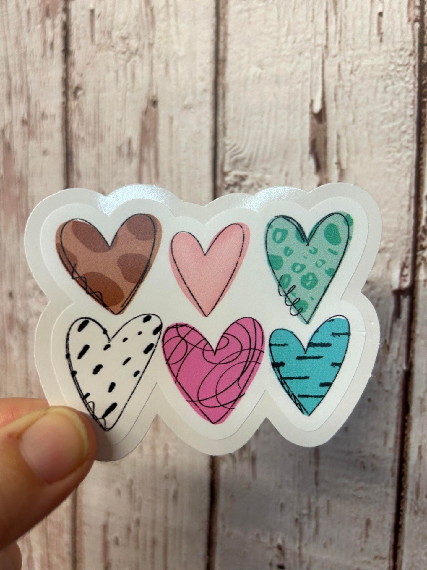 6 Cute Hearts diecut
