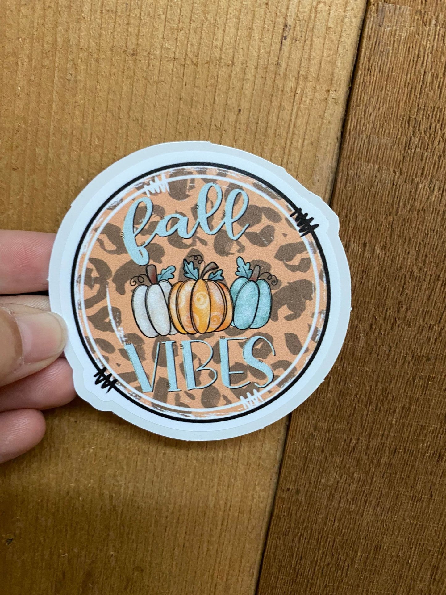 Fall Vibes (Leopard Circle) diecut