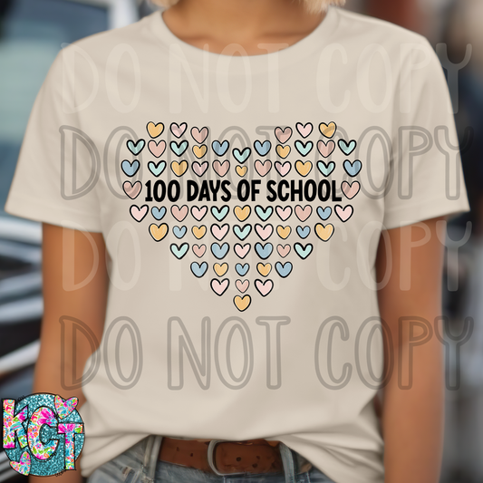 100 days of School Hearts DTF