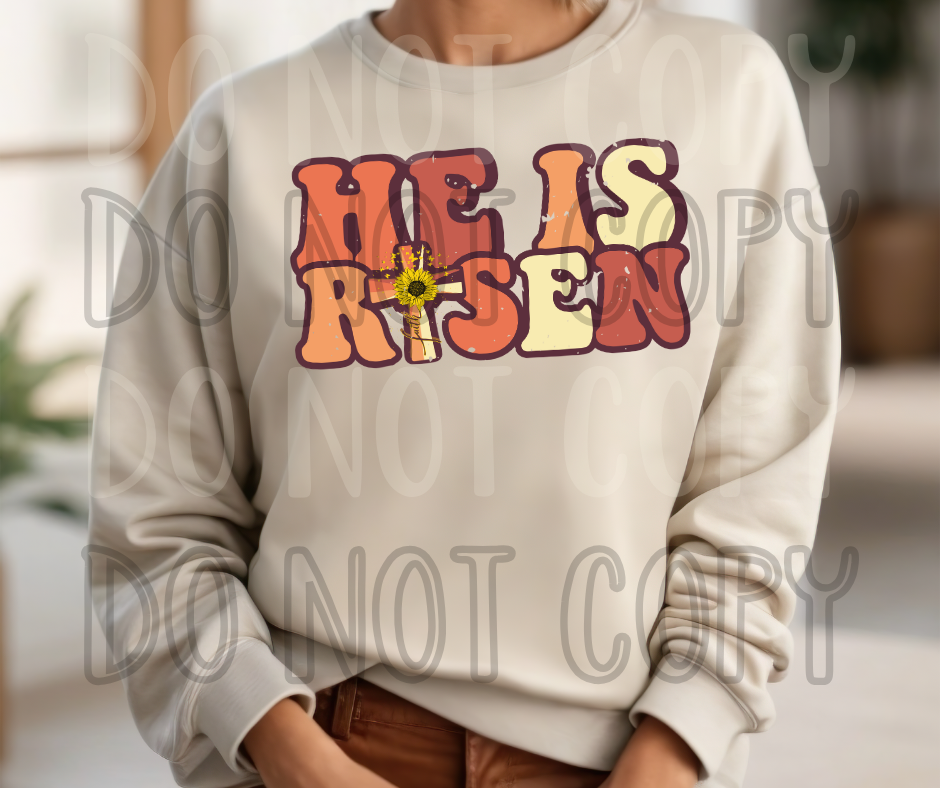 He is Risen Oranges sunflower cross Dtf