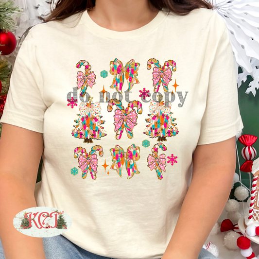 Christmas Candy Canes Multicolor brushstroke DTF