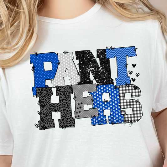 Panthers Doodle Blue Dtf