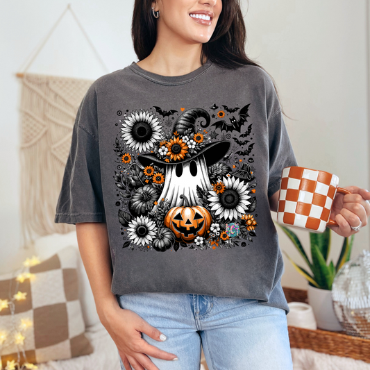 floral Halloween with ghost DTF