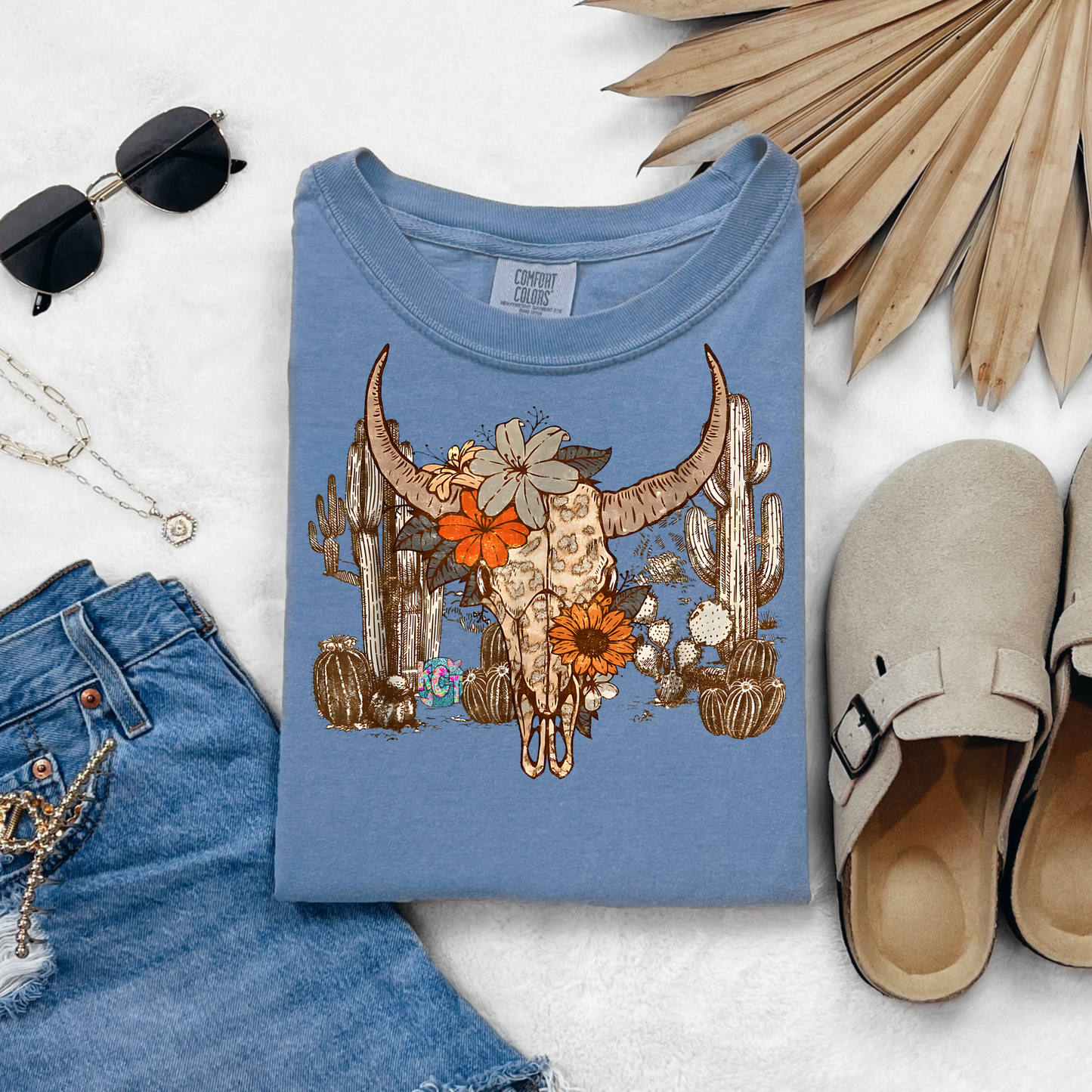 Boho Cow Skull Floral Dtf