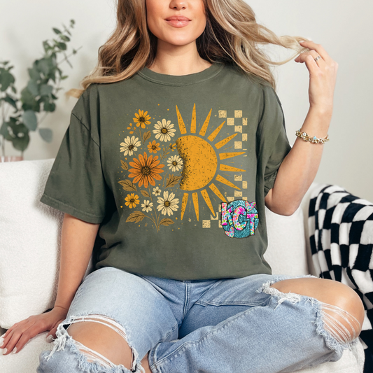 sunny and flowers DTF