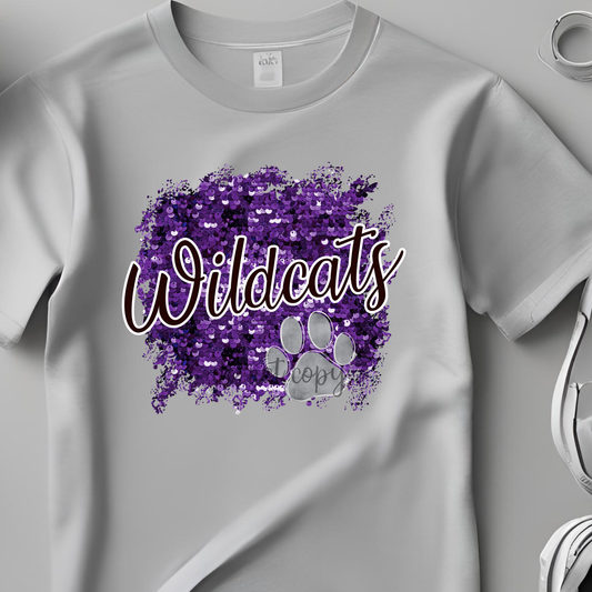 Wildcats Sequin Purple Dtf